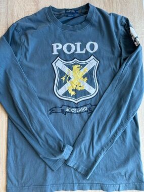 Ralph Lauren Blue Long-Sleeve Polo Scotland Crest Tee